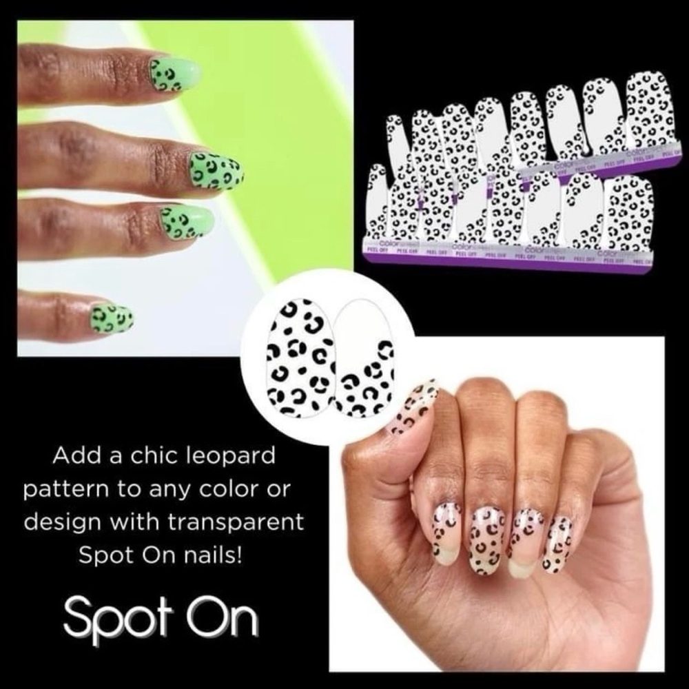 Color Street Spot On Leopard Accent Press-On Nail Wraps - Black on Clear